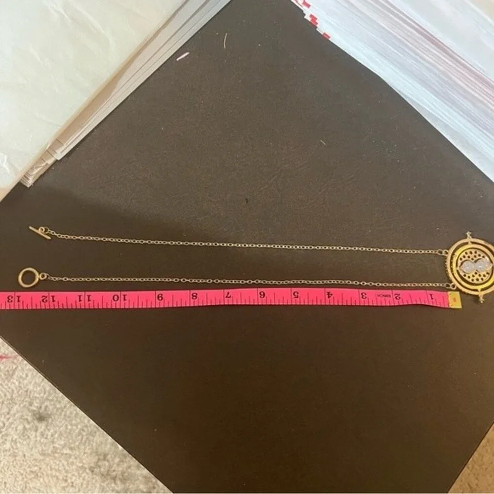 Harry Potter Gold Time Turner Sand Glass Pendant Necklace
